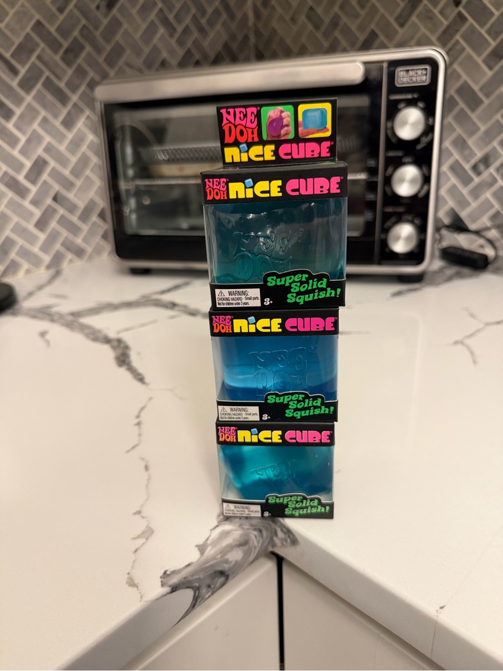 NeeDoh Nice Cube Squishy Toy Stack - Teal/Blue